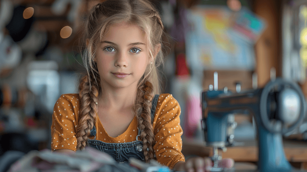 девочка 10 лет зарабатывает на шитье одежды